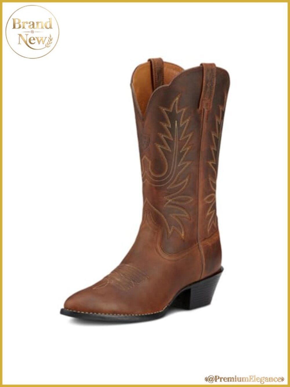 Ariat Heritage R Toe Leather Western Cowboy Boots Block Heel